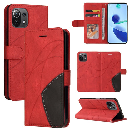 Dual-color Splicing Horizontal Flip PU Leather Case with Holder & Card Slots & Wallet, For Xiaomi Mi 11 Lite