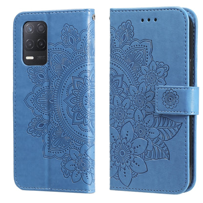7-petal Flowers Embossing Pattern Horizontal Flip PU Leather Case with Holder & Card Slots & Wallet & Photo Frame, For OPPO Reno6 5G, For OPPO Reno 6 Pro 5G, For OPPO Reno 6 Pro+ 5G, For OPPO Realme 8 5G