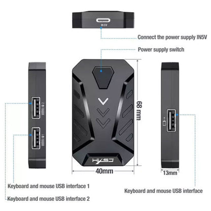 HXSJ V100+J900+P8 One-handed Keyboard + Programming Gaming Mouse + Keyboard Mouse Converter Set, V100+J900+P8