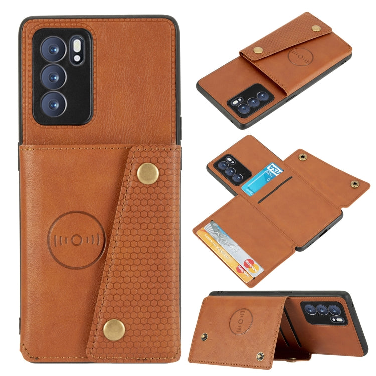 Double Buckle PU + TPU Shockproof Magnetic Protective Case with Card Slot & Holder, For OPPO Reno6 Pro+ 5G, For OPPO Reno6 Pro 5G, For Samsung Galaxy A22 5G, For Samsung Galaxy A22 4G