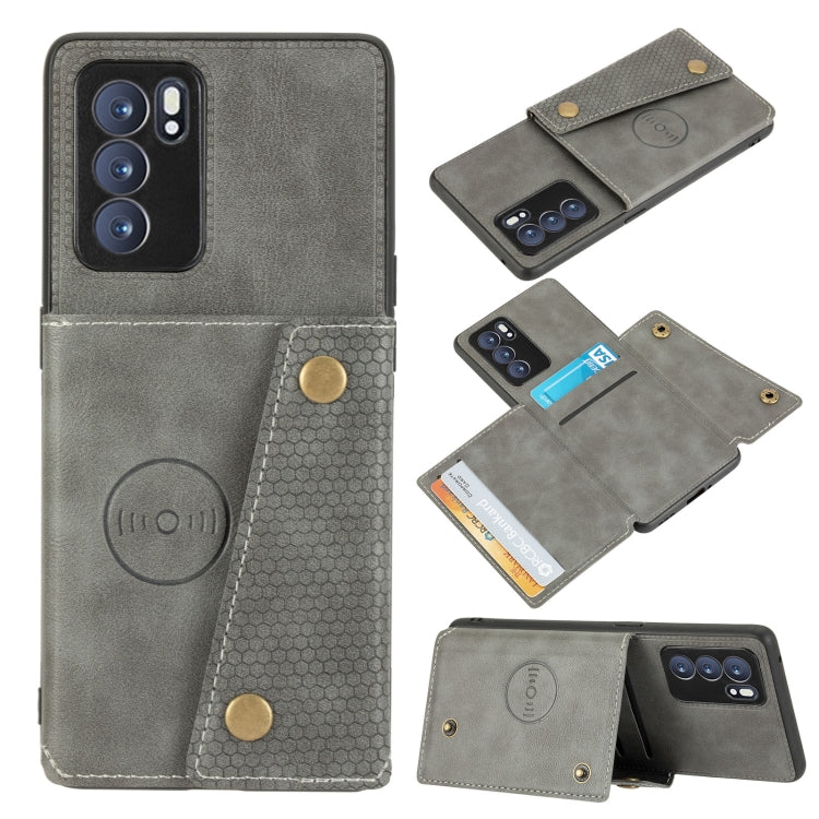 Double Buckle PU + TPU Shockproof Magnetic Protective Case with Card Slot & Holder, For OPPO Reno6 Pro+ 5G, For OPPO Reno6 Pro 5G, For Samsung Galaxy A22 5G, For Samsung Galaxy A22 4G
