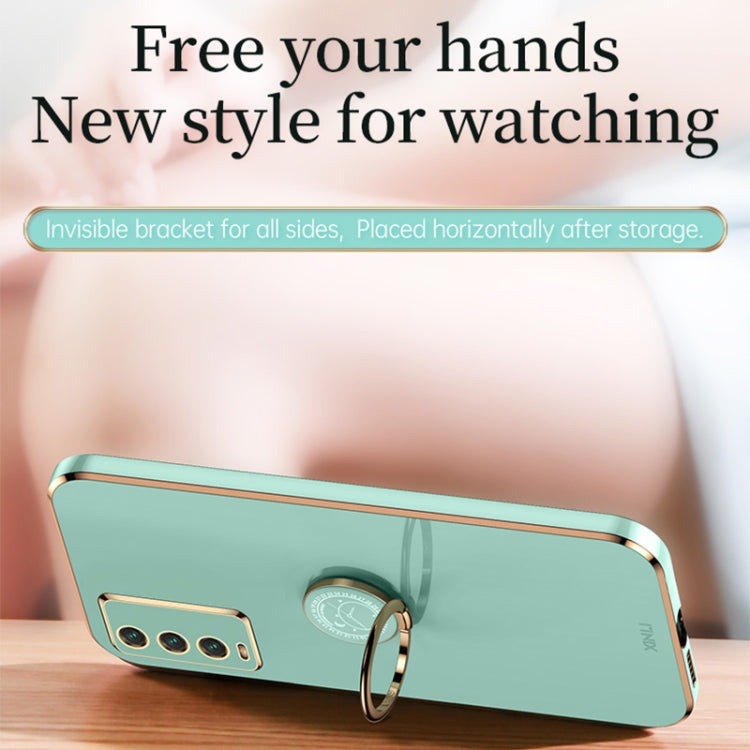 XINLI Straight Edge 6D Electroplate TPU Phone Case with Ring Holder, For Xiaomi Redmi Note 9 4G, For Xiaomi Redmi Note 9 5G, For Xiaomi Redmi Note 9S