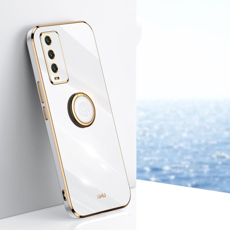 XINLI Straight Edge 6D Electroplate TPU Phone Case with Ring Holder, For Xiaomi Redmi Note 9 4G, For Xiaomi Redmi Note 9 5G, For Xiaomi Redmi Note 9S