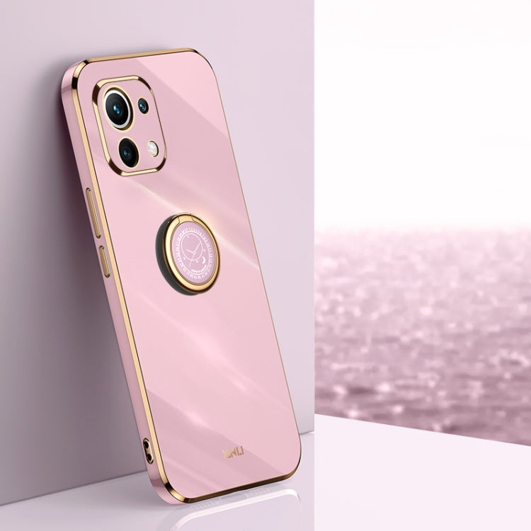 XINLI Straight Edge 6D Electroplate TPU Phone Case with Ring Holder, For Xiaomi Mi 10S, For Xiaomi Mi 10T Lite 5G, For Xiaomi Mi 11
