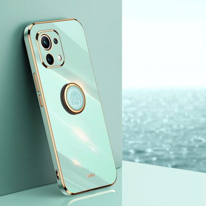 XINLI Straight Edge 6D Electroplate TPU Phone Case with Ring Holder, For Xiaomi Mi 10S, For Xiaomi Mi 10T Lite 5G, For Xiaomi Mi 11