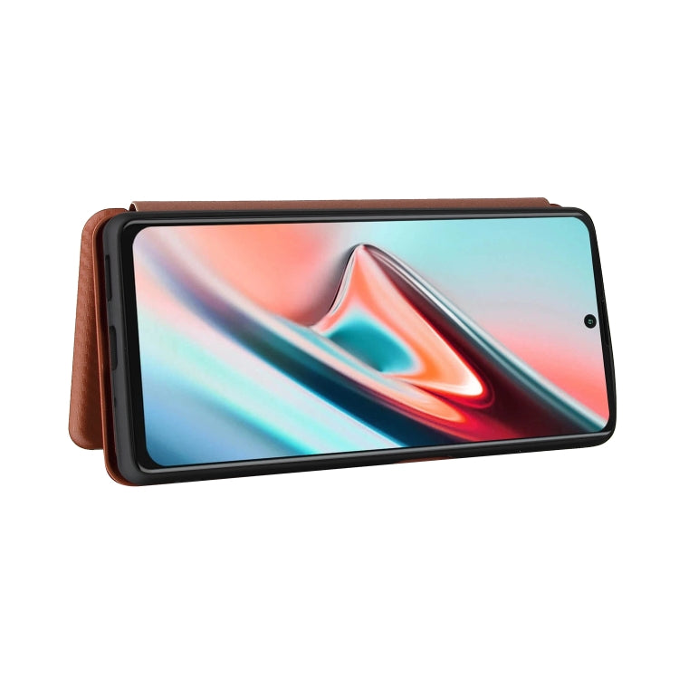 Carbon Fiber Texture Magnetic Horizontal Flip TPU + PC + PU Leather Case with Card Slot, For Blackview A100, For OnePlus Nord N200 5G