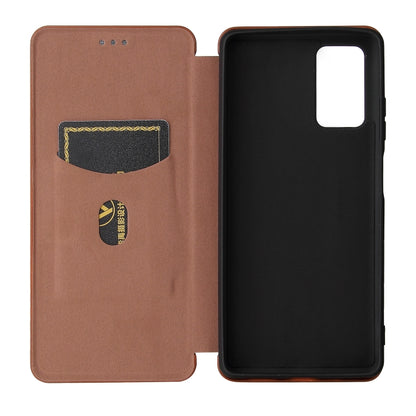 Carbon Fiber Texture Magnetic Horizontal Flip TPU + PC + PU Leather Case with Card Slot, For Blackview A100, For OnePlus Nord N200 5G