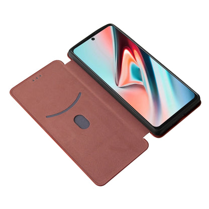 Carbon Fiber Texture Magnetic Horizontal Flip TPU + PC + PU Leather Case with Card Slot, For Blackview A100, For OnePlus Nord N200 5G