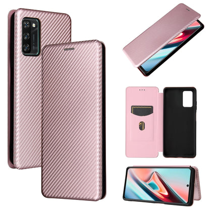 Carbon Fiber Texture Magnetic Horizontal Flip TPU + PC + PU Leather Case with Card Slot, For Blackview A100, For OnePlus Nord N200 5G