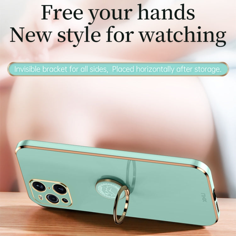 XINLI Straight Edge 6D Electroplate TPU Phone Case with Ring Holder, For OPPO Find X3 Pro, For OPPO K9, For OPPO Reno4