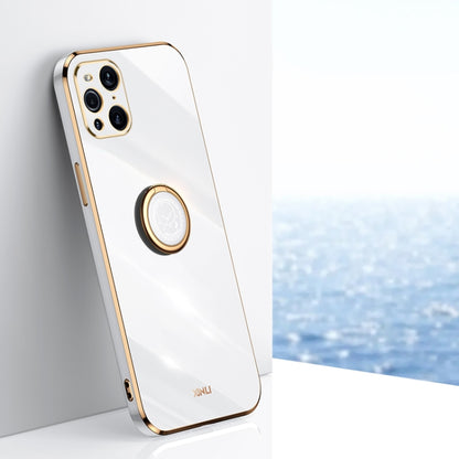 XINLI Straight Edge 6D Electroplate TPU Phone Case with Ring Holder, For OPPO Find X3 Pro, For OPPO K9, For OPPO Reno4