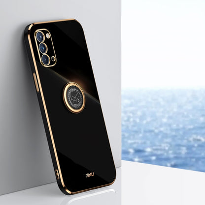 XINLI Straight Edge 6D Electroplate TPU Phone Case with Ring Holder, For OPPO Find X3 Pro, For OPPO K9, For OPPO Reno4