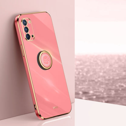 XINLI Straight Edge 6D Electroplate TPU Phone Case with Ring Holder, For OPPO Find X3 Pro, For OPPO K9, For OPPO Reno4