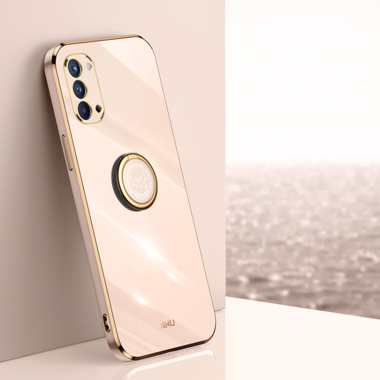 XINLI Straight Edge 6D Electroplate TPU Phone Case with Ring Holder, For OPPO Find X3 Pro, For OPPO K9, For OPPO Reno4