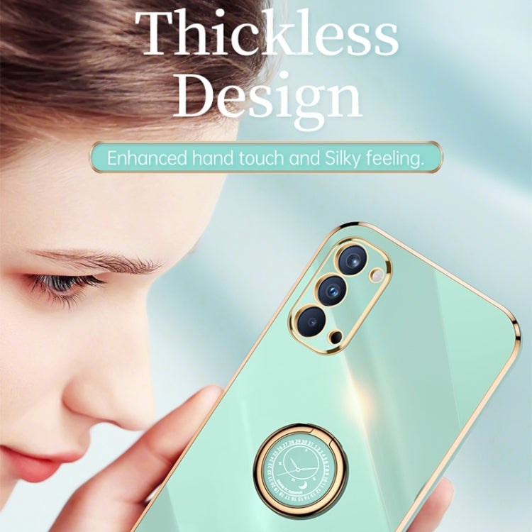 XINLI Straight Edge 6D Electroplate TPU Phone Case with Ring Holder, For OPPO Reno4 Pro, For OPPO Reno4 SE, For OPPO Reno5 4G
