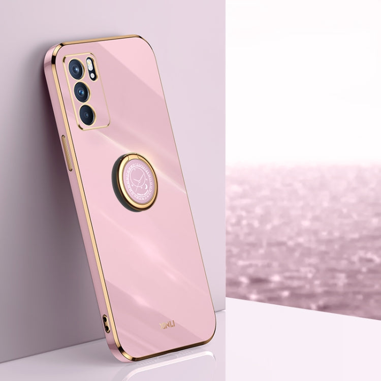 XINLI Straight Edge 6D Electroplate TPU Phone Case with Ring Holder, For OPPO Reno5 Pro, For OPPO Reno5 Pro+, For OPPO Reno6 5G