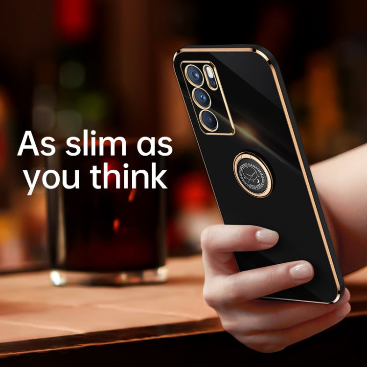 XINLI Straight Edge 6D Electroplate TPU Phone Case with Ring Holder, For OPPO Reno6 Pro 5G, For OPPO Reno6 Pro+ 5G, For OPPO A53