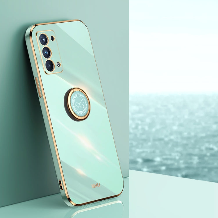 XINLI Straight Edge 6D Electroplate TPU Phone Case with Ring Holder, For OPPO Reno6 Pro 5G, For OPPO Reno6 Pro+ 5G, For OPPO A53