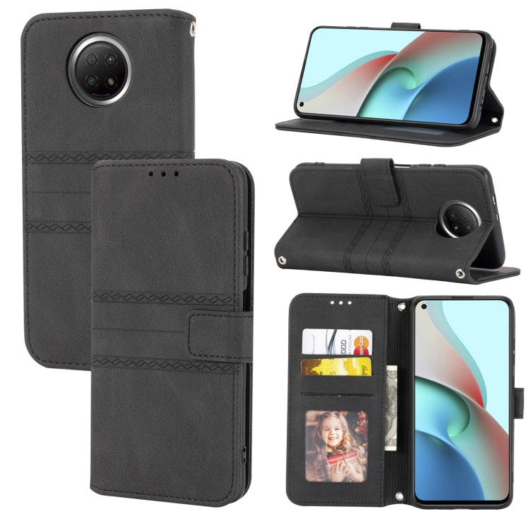 Embossed Striped Magnetic Buckle PU + TPU Horizontal Flip Leather Case with Holder & Card Slot & Wallet & Photo Frame & Sling, For Xiaomi Redmi Note 9 5G, For Xiaomi Redmi Note 9 Pro Max, For Xiaomi Redmi Note 10, For Xiaomi Redmi Note 10 5G