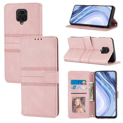 Embossed Striped Magnetic Buckle PU + TPU Horizontal Flip Leather Case with Holder & Card Slot & Wallet & Photo Frame & Sling, For Xiaomi Redmi Note 9 5G, For Xiaomi Redmi Note 9 Pro Max, For Xiaomi Redmi Note 10, For Xiaomi Redmi Note 10 5G