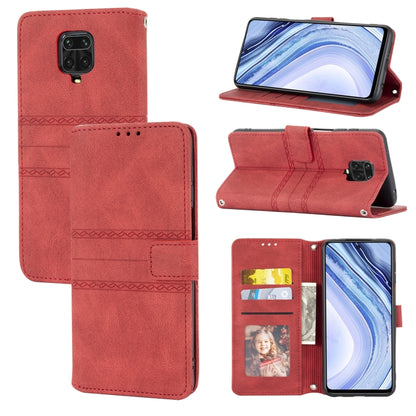 Embossed Striped Magnetic Buckle PU + TPU Horizontal Flip Leather Case with Holder & Card Slot & Wallet & Photo Frame & Sling, For Xiaomi Redmi Note 9 5G, For Xiaomi Redmi Note 9 Pro Max, For Xiaomi Redmi Note 10, For Xiaomi Redmi Note 10 5G