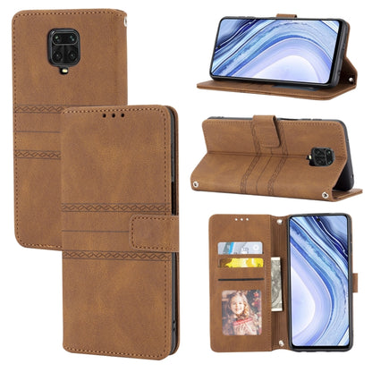 Embossed Striped Magnetic Buckle PU + TPU Horizontal Flip Leather Case with Holder & Card Slot & Wallet & Photo Frame & Sling, For Xiaomi Redmi Note 9 5G, For Xiaomi Redmi Note 9 Pro Max, For Xiaomi Redmi Note 10, For Xiaomi Redmi Note 10 5G