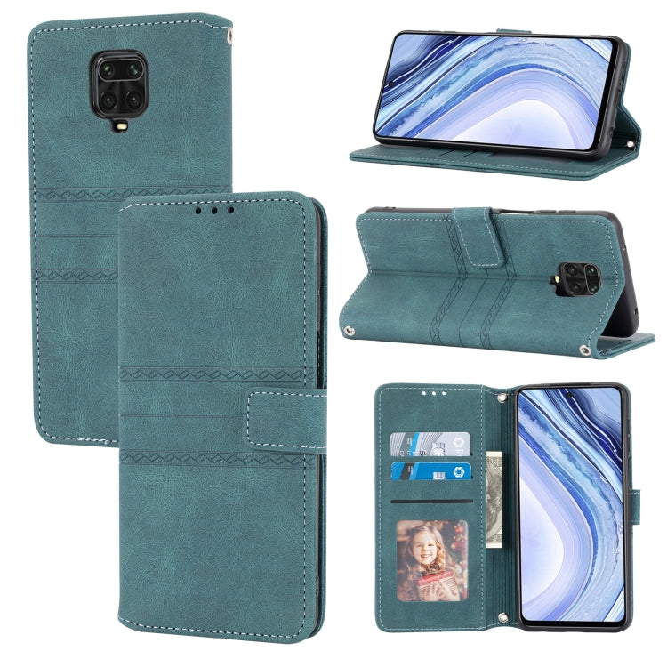 Embossed Striped Magnetic Buckle PU + TPU Horizontal Flip Leather Case with Holder & Card Slot & Wallet & Photo Frame & Sling, For Xiaomi Redmi Note 9 5G, For Xiaomi Redmi Note 9 Pro Max, For Xiaomi Redmi Note 10, For Xiaomi Redmi Note 10 5G