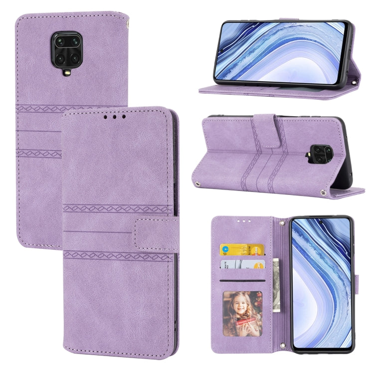 Embossed Striped Magnetic Buckle PU + TPU Horizontal Flip Leather Case with Holder & Card Slot & Wallet & Photo Frame & Sling, For Xiaomi Redmi Note 9 5G, For Xiaomi Redmi Note 9 Pro Max, For Xiaomi Redmi Note 10, For Xiaomi Redmi Note 10 5G