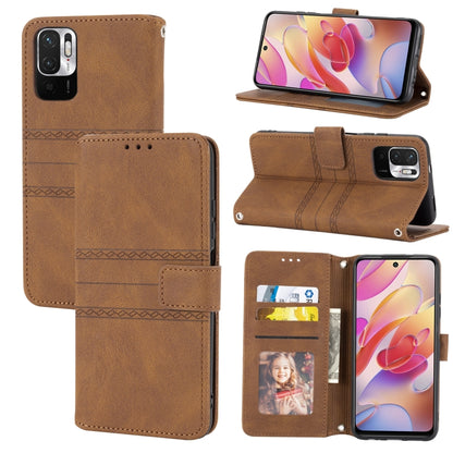 Embossed Striped Magnetic Buckle PU + TPU Horizontal Flip Leather Case with Holder & Card Slot & Wallet & Photo Frame & Sling, For Xiaomi Redmi Note 9 5G, For Xiaomi Redmi Note 9 Pro Max, For Xiaomi Redmi Note 10, For Xiaomi Redmi Note 10 5G