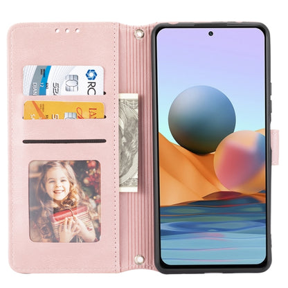 Embossed Striped Magnetic Buckle PU + TPU Horizontal Flip Leather Case with Holder & Card Slot & Wallet & Photo Frame & Sling, For Xiaomi Redmi Note 10 Pro 5G, For Xiaomi Redmi Note 10 Pro Max