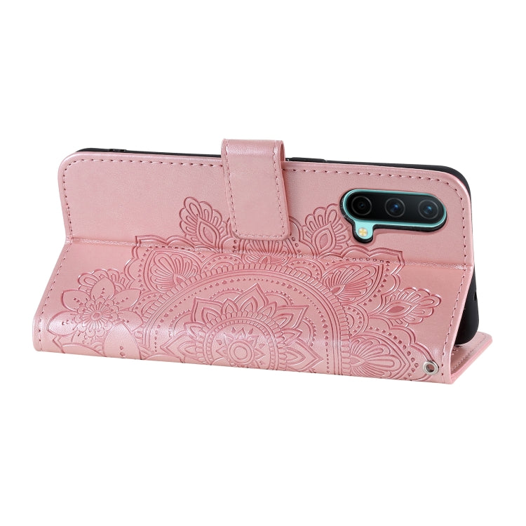 7-petal Flowers Embossing Pattern Horizontal Flip PU Leather Case with Holder & Card Slots & Wallet & Photo Frame, For OnePlus Nord CE 5G, For OnePlus Nord N200 5G