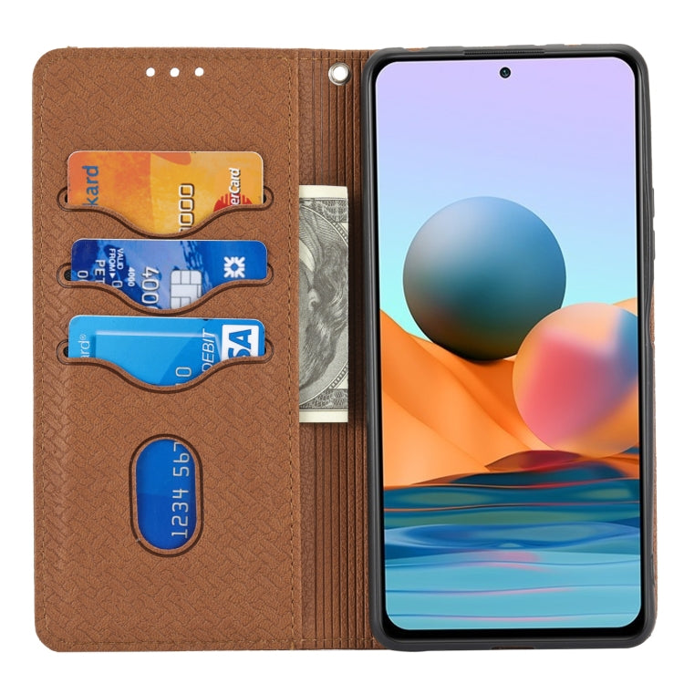 Woven Texture Stitching Magnetic Horizontal Flip PU Leather Case with Holder & Card Slots & Wallet & Lanyard, For Xiaomi Redmi Note 10 Pro 5G, For Xiaomi Redmi Note 10 Pro Max