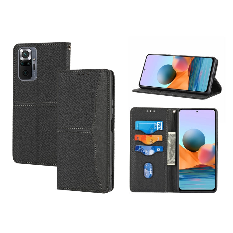 Woven Texture Stitching Magnetic Horizontal Flip PU Leather Case with Holder & Card Slots & Wallet & Lanyard, For Xiaomi Redmi Note 10 Pro 5G, For Xiaomi Redmi Note 10 Pro Max