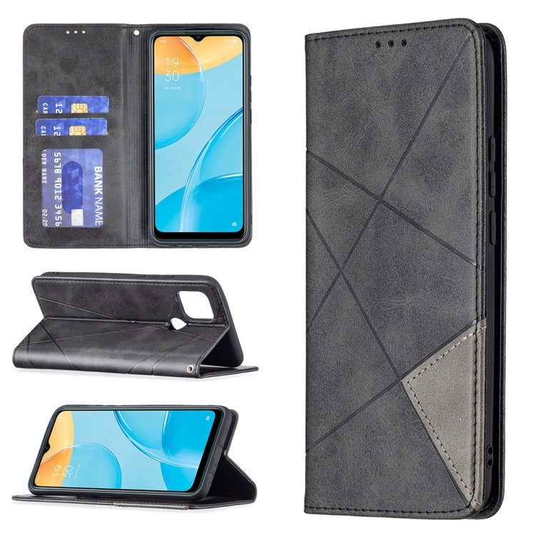 Rhombus Texture Horizontal Flip Magnetic Leather Case with Holder & Card Slots, For OPPO A7, For OPPO A15, For OPPO A54 4G / A55 5G, For OPPO A74 4G / F19 4G