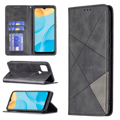 Rhombus Texture Horizontal Flip Magnetic Leather Case with Holder & Card Slots, For OPPO A7, For OPPO A15, For OPPO A54 4G / A55 5G, For OPPO A74 4G / F19 4G