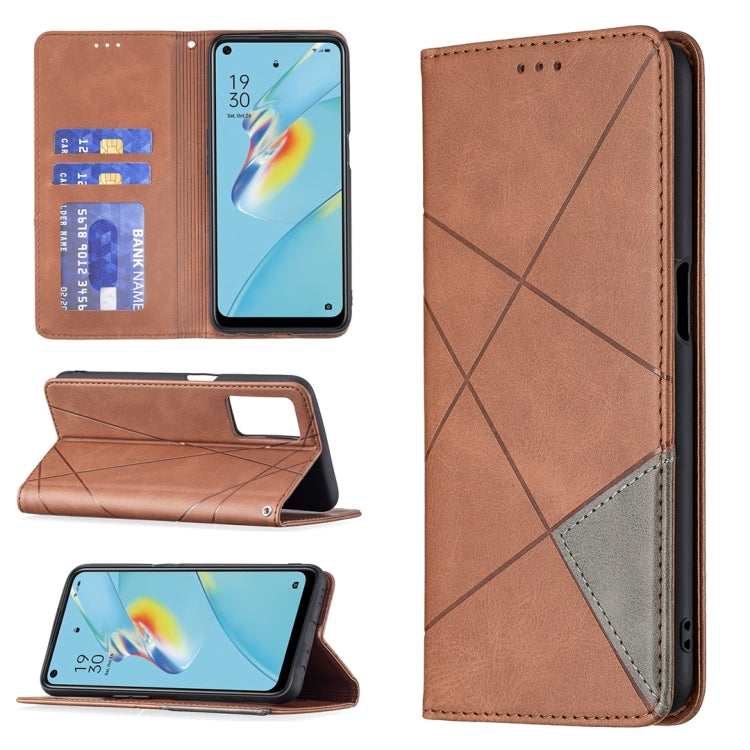 Rhombus Texture Horizontal Flip Magnetic Leather Case with Holder & Card Slots, For OPPO A7, For OPPO A15, For OPPO A54 4G / A55 5G, For OPPO A74 4G / F19 4G