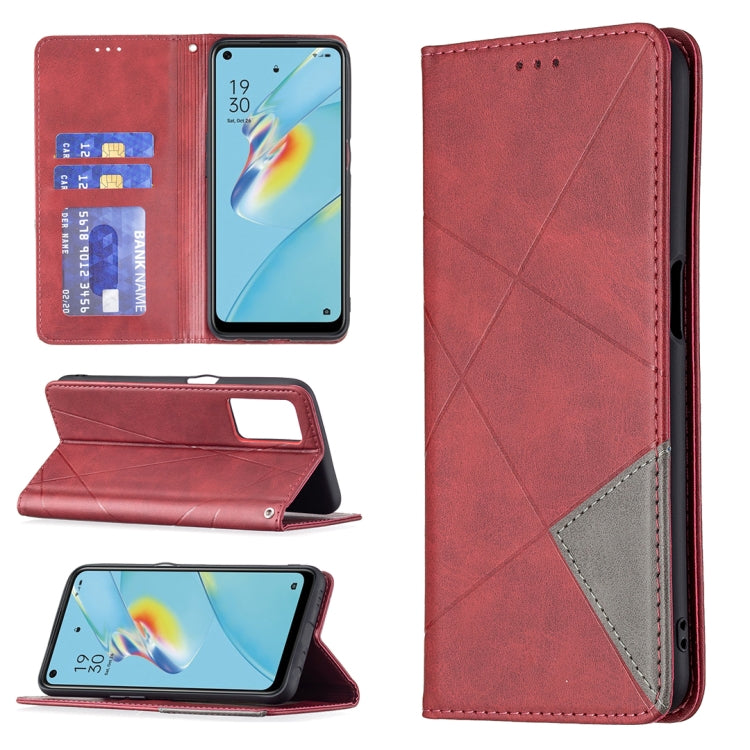 Rhombus Texture Horizontal Flip Magnetic Leather Case with Holder & Card Slots, For OPPO A7, For OPPO A15, For OPPO A54 4G / A55 5G, For OPPO A74 4G / F19 4G