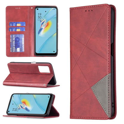 Rhombus Texture Horizontal Flip Magnetic Leather Case with Holder & Card Slots, For OPPO A7, For OPPO A15, For OPPO A54 4G / A55 5G, For OPPO A74 4G / F19 4G