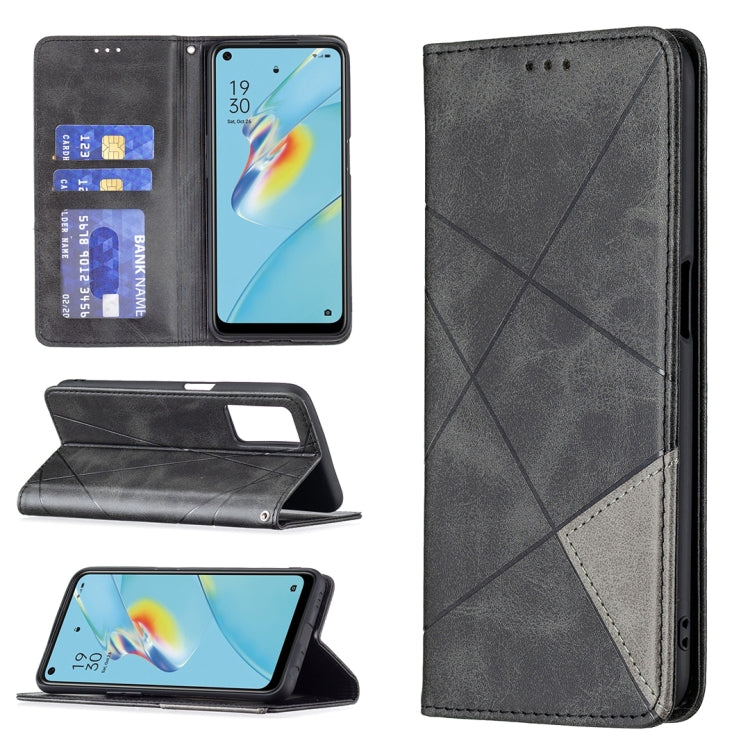 Rhombus Texture Horizontal Flip Magnetic Leather Case with Holder & Card Slots, For OPPO A7, For OPPO A15, For OPPO A54 4G / A55 5G, For OPPO A74 4G / F19 4G