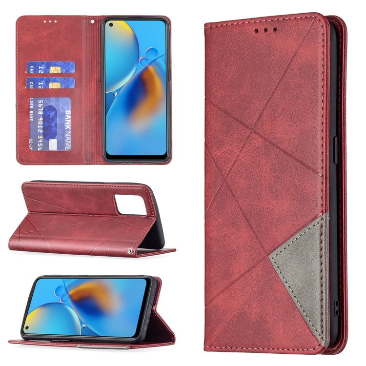Rhombus Texture Horizontal Flip Magnetic Leather Case with Holder & Card Slots, For OPPO A7, For OPPO A15, For OPPO A54 4G / A55 5G, For OPPO A74 4G / F19 4G