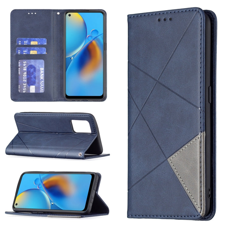 Rhombus Texture Horizontal Flip Magnetic Leather Case with Holder & Card Slots, For OPPO A7, For OPPO A15, For OPPO A54 4G / A55 5G, For OPPO A74 4G / F19 4G