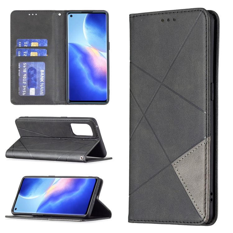 Rhombus Texture Horizontal Flip Magnetic Leather Case with Holder & Card Slots, For OPPO A74 5G / A93 5G / A54 5G, For OPPO A94 4G / Reno 5F / F19 Pro, For OPPO A94 5G / F19 Pro Plus / Reno5 Z 5G, For OPPO Reno5 Pro