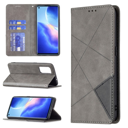 Rhombus Texture Horizontal Flip Magnetic Leather Case with Holder & Card Slots, For OPPO Reno5, For OPPO Reno6, For OPPO Realme 8 / 8 Pro, For OPPO Realme C15 / C12 / C25