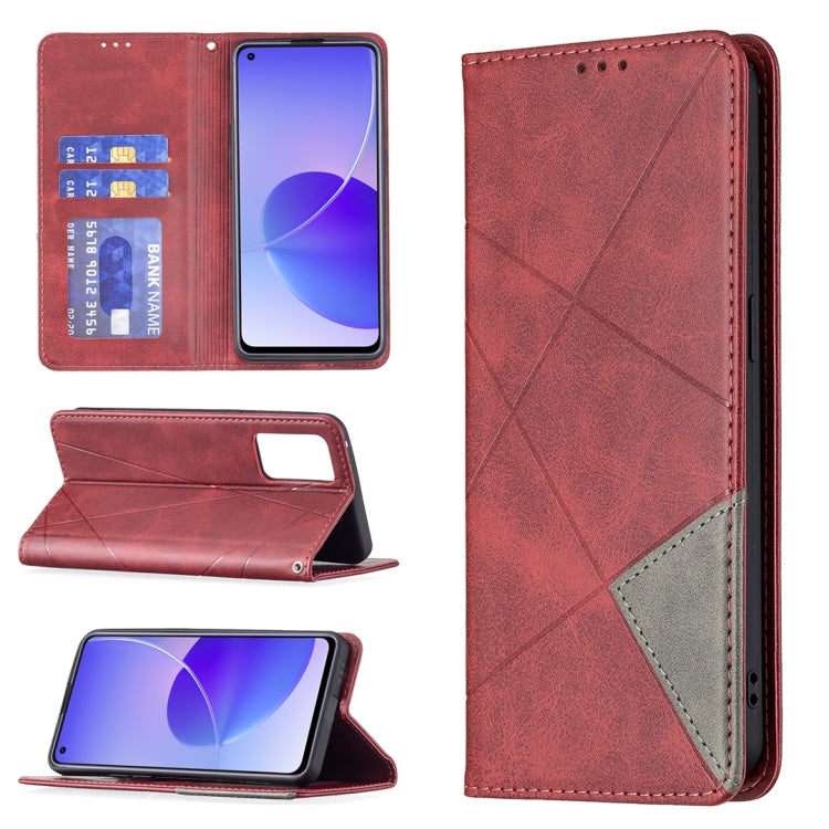 Rhombus Texture Horizontal Flip Magnetic Leather Case with Holder & Card Slots, For OPPO Reno5, For OPPO Reno6, For OPPO Realme 8 / 8 Pro, For OPPO Realme C15 / C12 / C25
