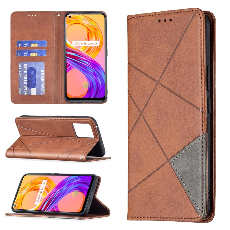 Rhombus Texture Horizontal Flip Magnetic Leather Case with Holder & Card Slots, For OPPO Reno5, For OPPO Reno6, For OPPO Realme 8 / 8 Pro, For OPPO Realme C15 / C12 / C25