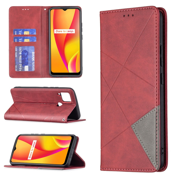 Rhombus Texture Horizontal Flip Magnetic Leather Case with Holder & Card Slots, For OPPO Reno5, For OPPO Reno6, For OPPO Realme 8 / 8 Pro, For OPPO Realme C15 / C12 / C25