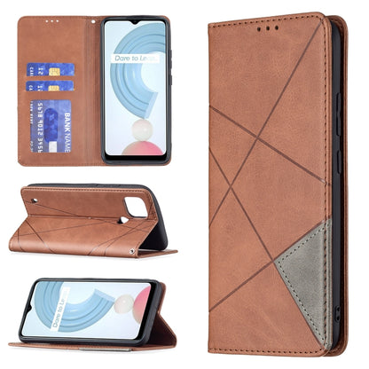 Rhombus Texture Horizontal Flip Magnetic Leather Case with Holder & Card Slots, For OPPO Realme C21 / C20, For OPPO Realme 8 5G / V13