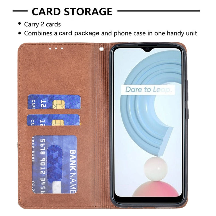 Rhombus Texture Horizontal Flip Magnetic Leather Case with Holder & Card Slots, For OPPO Realme C21 / C20, For OPPO Realme 8 5G / V13