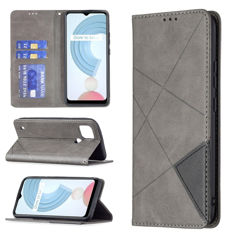 Rhombus Texture Horizontal Flip Magnetic Leather Case with Holder & Card Slots, For OPPO Realme C21 / C20, For OPPO Realme 8 5G / V13