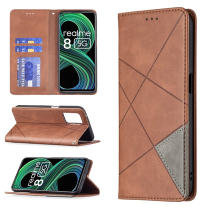 Rhombus Texture Horizontal Flip Magnetic Leather Case with Holder & Card Slots, For OPPO Realme C21 / C20, For OPPO Realme 8 5G / V13